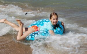 Maya Swimming in Lake Michigan