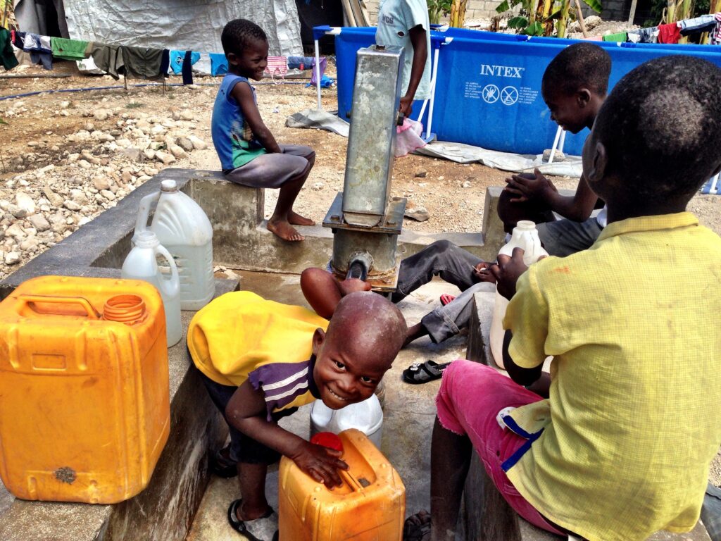 children with clean water