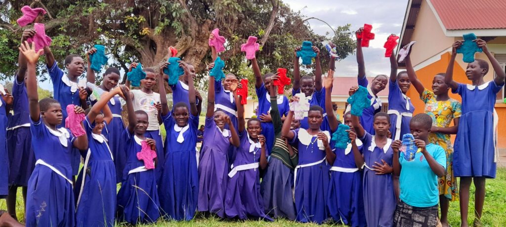 Students at Kaberpila Primary School with their reusable pads